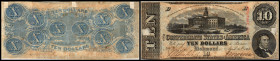 Republik 1854 - heute
USA, Richmond. 10 Dollar, 1863. mit rotem Stempel Februar 1864.
Serie D.
Klebereste im Rv.
III