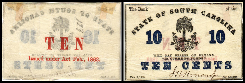 Republik 1854 - heute
USA, South Carolina. 10 Cents, 1863. Serie -
Klebereste im...