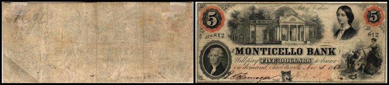 Republik 1854 - heute
USA, Virginia. 5 Dollar, 1860. Serie B.
Klebereste im Rv.
...