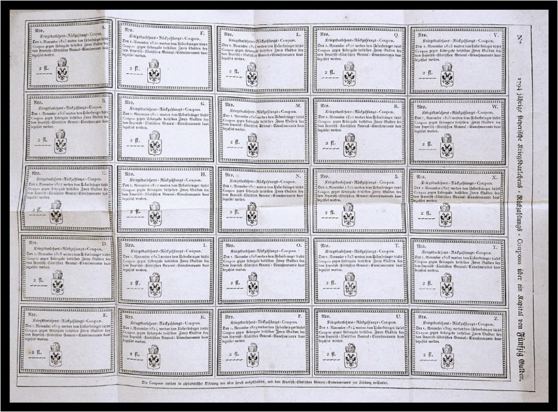 2 Gulden, 1794
Kriegsdarlehens-Rückzahlungs-Coupon. 1794 - jährige steierische K...
