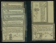 2-8 Gulden, 1810-1829
Kriegsdarlehens-Rückzahlungs-Coupon. Konvolut von 9 Coupons. Richter Seite 372
I-III