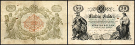 50 Gulden 7.7.1866, Serie X18, Richter-140, K&K-103a. III/IV