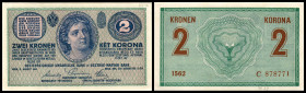 Lot 2 Stück, 2 Kronen 5.8.1914, Richter-161c, K&K-124d (C Varianten). I/III