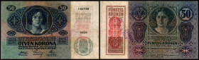50 Kronen 1914, DÖ 2zeilger Stempel „NOTE ECHT / STEMPEL FALSCH“, rare, Richter- 81c, K&K-138b. III