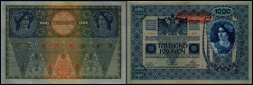 1000 Kronen 1902, Rs.2 Frauenportraits, DÖ rechts vom Adler beginnend, Richter-188a, K&K-147a. I