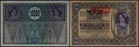 10.000 Kronen 1918, iI.(I verstümmelt), Adler links von Krone, zu Richter-191b. I