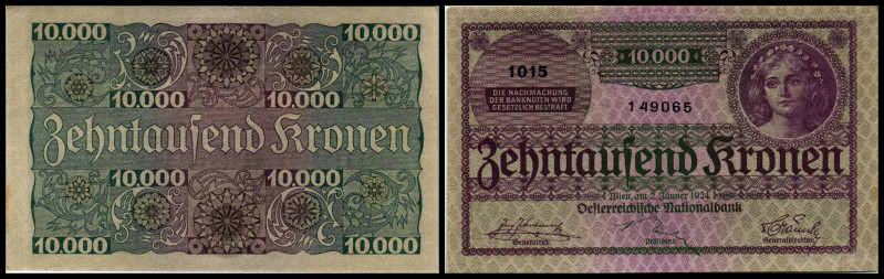 Österreichische Nationalbank. 10.000 Kronen 2.1.1924, Richter-222, K&K-17a5. I