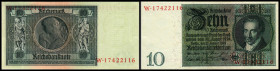Friedensdruck (ausgegeben ab 1931). Lot 2 Stück, 10 RM 1929, Ser.F/W, S/Q, Richter-243a, K&K-194a, Gr-DEU-180a. I
