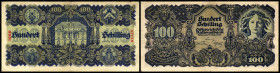 Lot 2 Stück, 100 Schilling 29.5.1945, P.dick, blau/grauviolett, Richter-268, K&K-223b. III/II