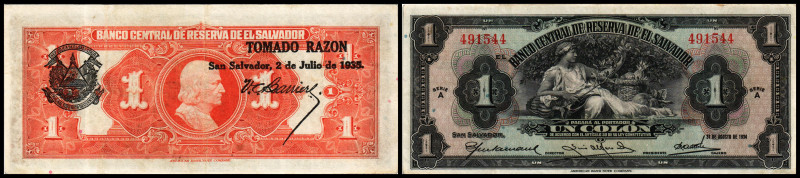 El Salvador. 1 Colon 31.8.1934, P-75. III+