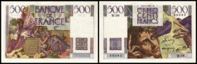 500 Francs 9.1.1947, P-129a, letztes Datum, min. ph. II+