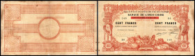 Franz. Somaliland (Djibouti). 100 Francs 2.1.1920 (auf Tahiti P-3) P-4a, fleckig, Nadelstiche. III/IV