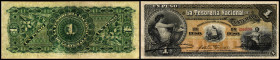1 Peso (1882) Serie D, KN rot, Vs ohne Plattenbuchstabe re. oben, zu P-A4a. lll