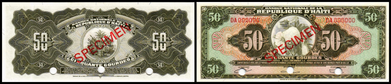 50 Gourdes ca. 1967, SPECIMEN + 3x gelocht, Ser.DA, P-194s. I