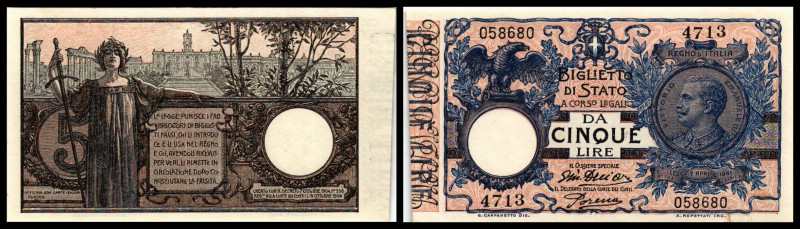 5 Lire (14.10.1917?) Gio Dell’Ara, Porena (Katalogfehler?) P-20e?. I