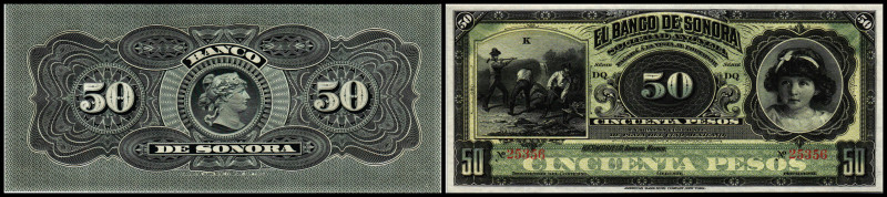 Banco de Sonora
50 Pesos ND (unissued remainder) Serie DQ + K, P-S422r. I