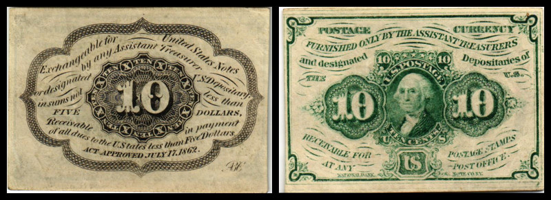 Vereinigte Staaten von Amerika (USA, Fractional Currency. 10 Cents 17.7.1862, Rs...