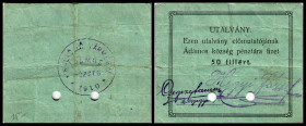 Adámos, Ungarn, Gemeinde. Lot 4 Stück, 10,50, 20fil, 1K, oD/Juli 1916, Richter-1/I u.ll, gelocht. I-/III