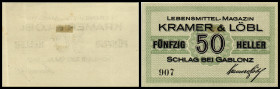 Schlag bei Gablonz, Böhmen – Kramer & Löbl. Lot 6 Stück, 10,20,50h mit KN (Falzflecken),+Serie ohne KN, Richter-130a-c. III/l
