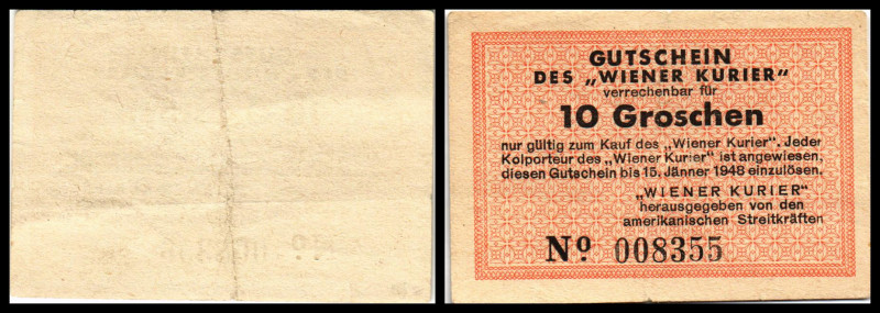 Wien – Wr. Kurier. Lot 2 Stück, 5,10 Groschen, o.D.-15.1.1948, Richter- 29,2a,b....