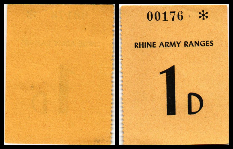 Rhine Army Ranges (Kantinengeld / Brit. Besetzung). 1 D(Pence) o.Ort, o.D.(1945/...