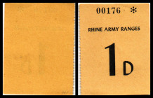 Rhine Army Ranges (Kantinengeld / Brit. Besetzung). 1 D(Pence) o.Ort, o.D.(1945/48?) dzt. einzige bekannte Ausgabe, Schöne-320,1. I