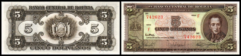 Banco Central / 1. Ausgabe L.1945. 5 Bol. L.1945, Ser.F, P-138a. I