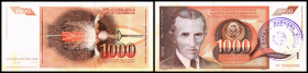 1000 Din. o.D.(1992) Stpl. "1" 49mm (B-164b) P-2b, gelbe Fl.. II-