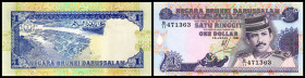 Negara Brunei Darussalam. Lot 2 Stück: 1 Ringgit/$ 1991, P-13a. I