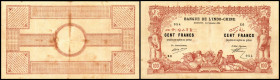 Banque de l'Indo-Chine. 100 Francs 2.1.1920, P-5, Rs. Mittelfeld fleckig, Nadelst.. III