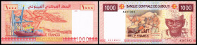 Banque Centrale. 1000 Francs 2005, gänzlich neue Note, P-42a. I