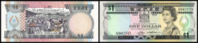Lot 2 Stück: 1 Dollar o.D.(1983, Sign. Barnes/S.Siwatibau) Dfa. TdlR, P-81a. I