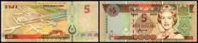 Lot 2 Stück: 5 Dollars o.D.(1995, Sign. J.Kuabuabola) Dfa.TdlR, Ser.T, D.braun, Udr.mfg., P-101a. I