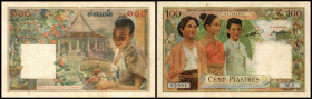 Laos Issue / Laos Ausgabe. 100 Piaster o.D.(1954) P-103, min. fleckig. III