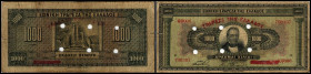 Königreich 1935-41 / Bank of Greece. 1000 Drachmen 15.10.1926, Neuausgabe gelocht, P-115(P-100a). IV