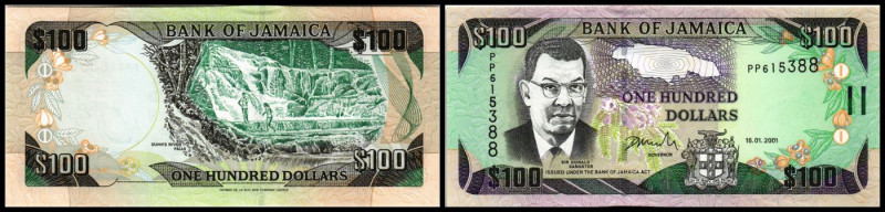Lot 2 Stück: 100 Dollars 15.1.2001/Sign.13, Vs. gebr. silb. SiStr., neues Wz., P...