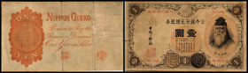 Bank of Japan. 1 Yen o.D.(1889) P-26. III+
