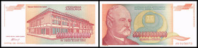 Währungsreform 1 Dinar neu = 1 Mio. Dinar alt. Lot 4 Stück: 500 Mrd.Dinar 1993, B-R185, P-137. I