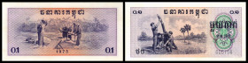 Kampuchea / Bank of Kampuchea. Lot 4 Stück: 0.1 Riel 1975, P-18a. I