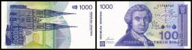 Lot 2 Stück: 1000 Dinara 8.10.1991, (B-H280) P-22a. I-