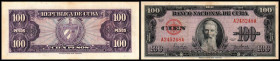 100 Pesos 1950, P-82a, l. fleckig. II/III