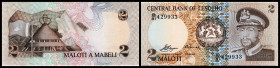 Central Bank. Lot 2 Stück: 2 Maloti (19)81, Sign.1, P-4a. I