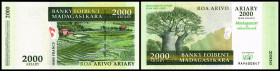 Lot 5 Stück: 2000 Ariary/10.000 Francs 2007, Sign.6, Gedenkausgabe, Plan 2007-2012, P-93a. I