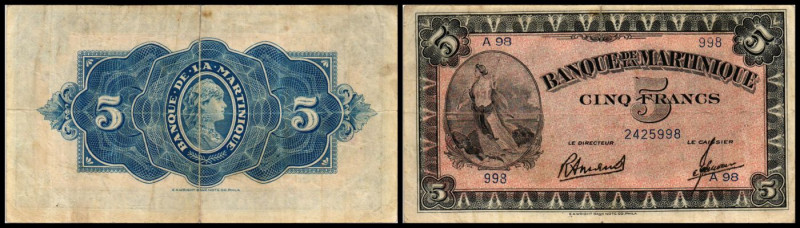 5 Francs o.D.(1942/Arnaud) KN 7stellig, Ser.A, P-16b, l.fl.. III-