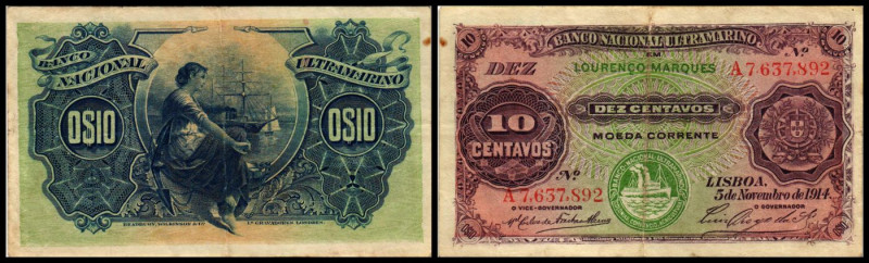 Banco Nacional Ultramarino - Lourenco Marques. 10 cent. 5.11.1914, P-59. III