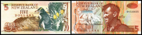 Reserve Bank, Banknotenserie der Bank in eigener Mappe mit Beschreibung (Brash Typ II). 5 Dollars o.D.(1992-) Sir E.Hillary und Mt.Everest P-177a. I