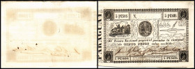 Republik – Tesoro Nacional. 5 Pesos o.D.(1862) P-17 kl. Wz Monogramm. I-
