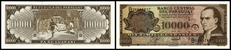 Lot 3 Stück: 10.000 Guaranies, 1998, gr. B vor KN, P-216. I