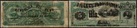 5 Reales de Inca 1.9.1881(Aufdruck auf 5 Soles P-S132/1873) Rs. mit Sign., P-12. IV+
