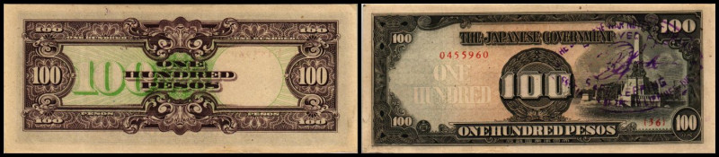 National Bank. 100 Pesos o.D.(1944) Vs. Stpl. 71x46 "Jap.War Notes.., Mitte Sign...